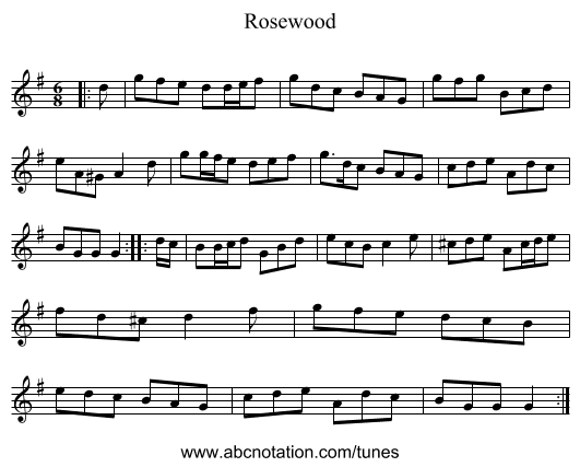 Rosewood - staff notation