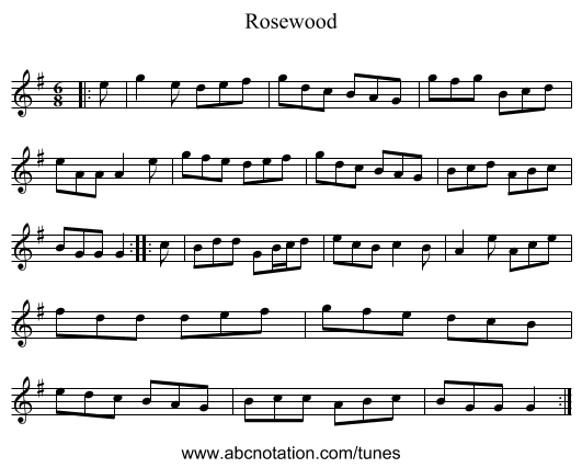Rosewood - staff notation