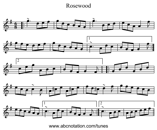 Rosewood - staff notation