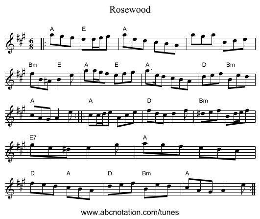 Rosewood - staff notation