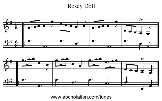 Rosey Doll - staff notation