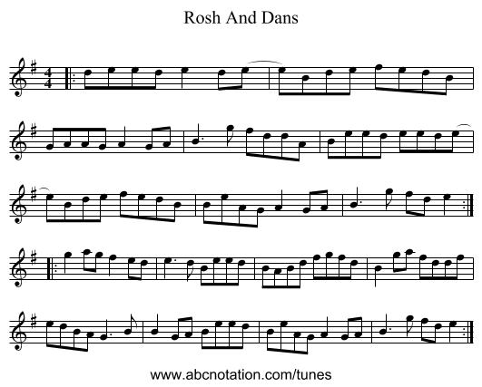Rosh And Dans - staff notation