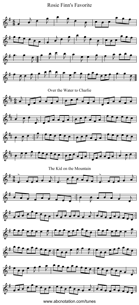 Rosie Finn's Favorite - staff notation