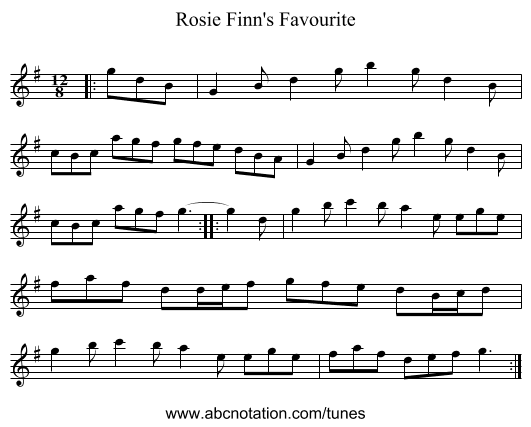 Rosie Finn's Favourite - staff notation