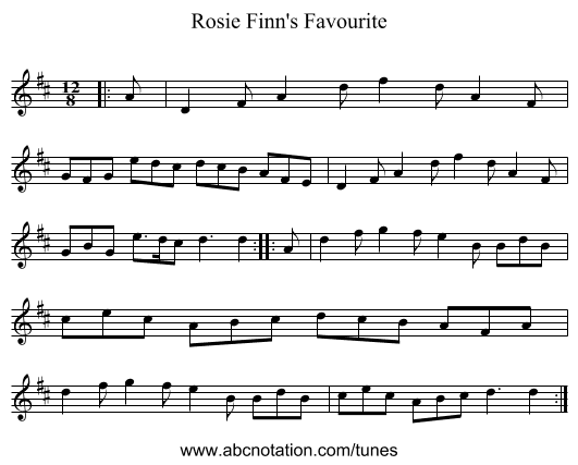 Rosie Finn's Favourite - staff notation