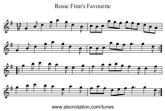 Rosie Finn's Favourite - staff notation
