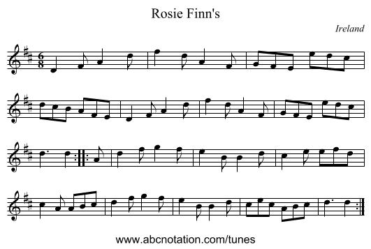 Rosie Finn's - staff notation