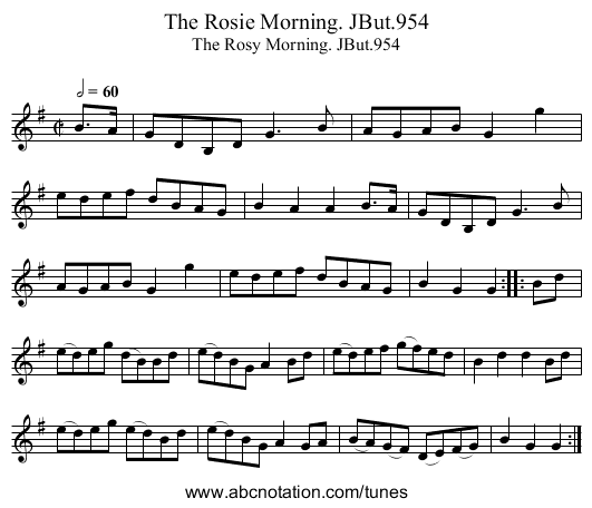 Rosie Morning. JBut.954, The - staff notation