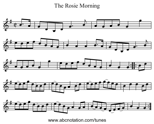 Rosie Morning, The - staff notation