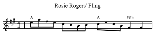 Rosie Rogers' Fling - staff notation