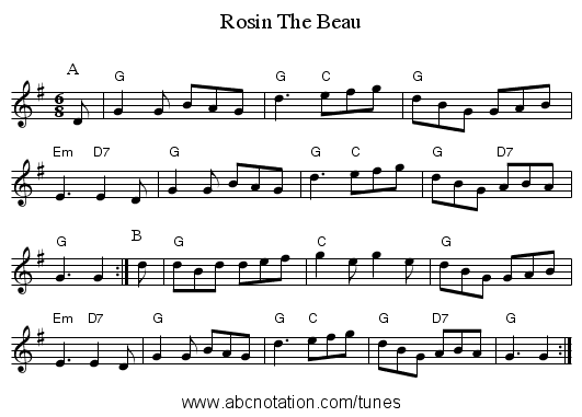 Rosin The Beau - staff notation