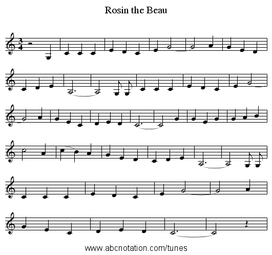 Rosin the Beau - staff notation