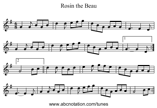 Rosin the Beau - staff notation