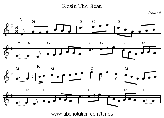 Rosin The Beau - staff notation