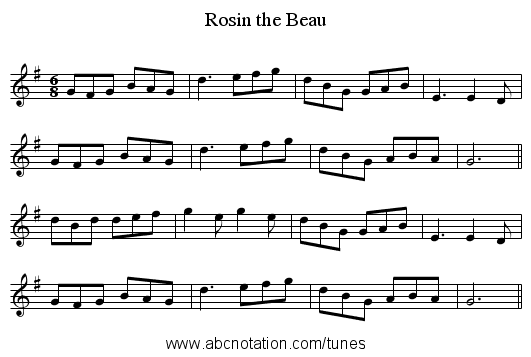 Rosin the Beau - staff notation
