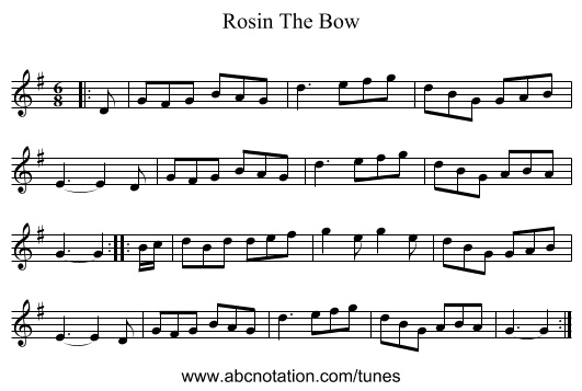 Rosin The Bow - staff notation