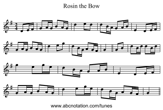 Rosin the Bow - staff notation