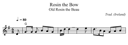 Rosin the Bow - staff notation