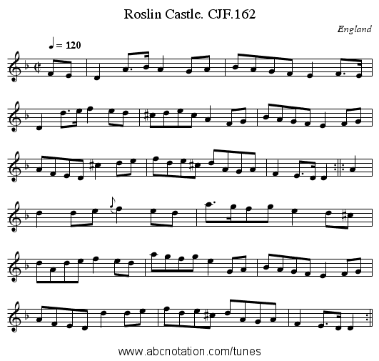 Roslin Castle. CJF.162 - staff notation