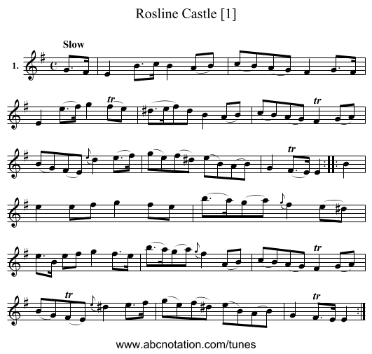 Rosline Castle [1] - staff notation