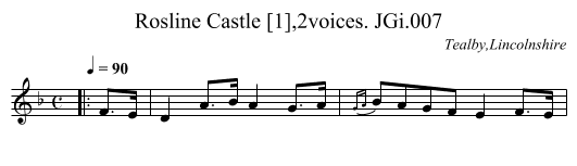 Rosline Castle [1],2voices. JGi.007 - staff notation