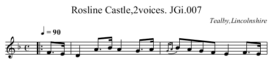 Rosline Castle,2voices. JGi.007 - staff notation