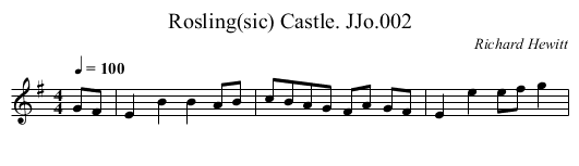 Rosling(sic) Castle. JJo.002 - staff notation