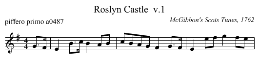 Roslyn Castle  v.1 - staff notation