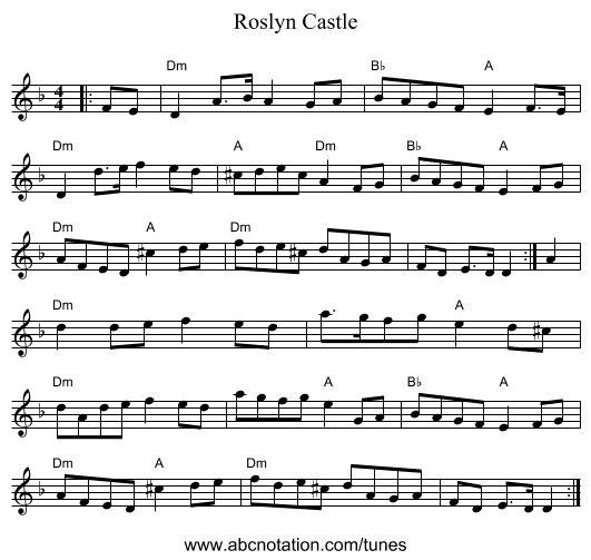 Roslyn Castle - staff notation
