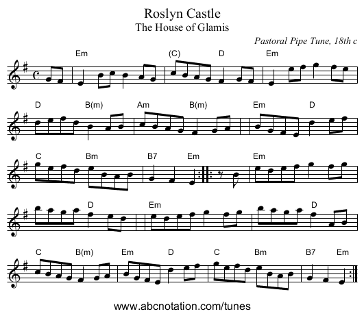 Roslyn Castle - staff notation
