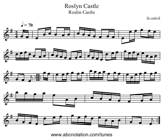 Roslyn Castle - staff notation