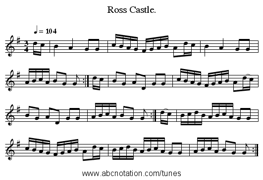 Ross Castle. - staff notation