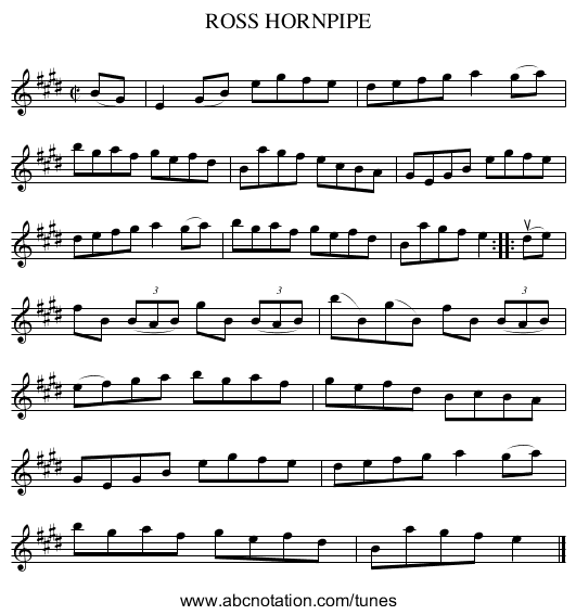 ROSS HORNPIPE - staff notation