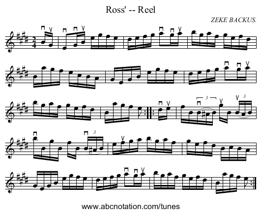 Ross' -- Reel - staff notation