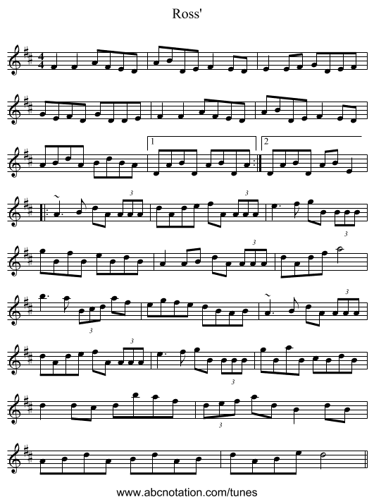 Ross' - staff notation