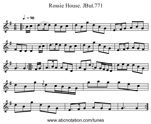 Rossie House. JBut.771 - staff notation
