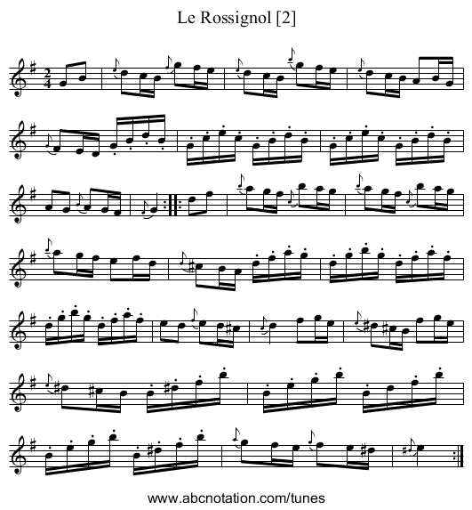 Rossignol [2], Le - staff notation