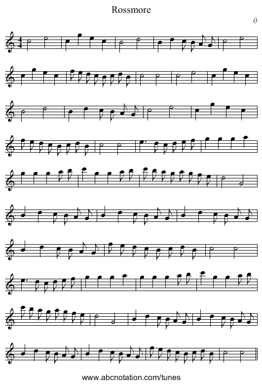 Rossmore - staff notation