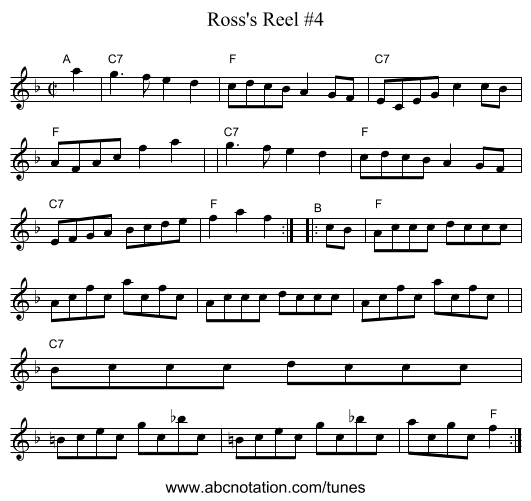 Ross's Reel #4 - staff notation