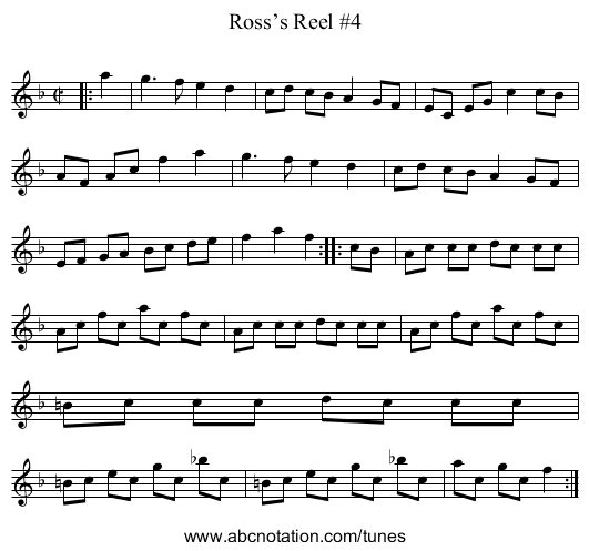 Ross’s Reel #4 - staff notation