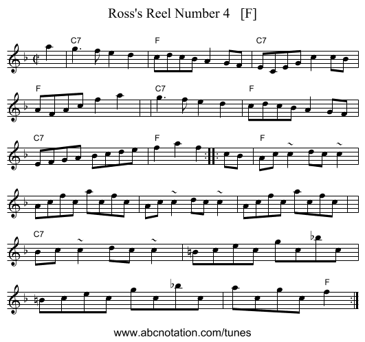 Ross's Reel Number 4   [F] - staff notation