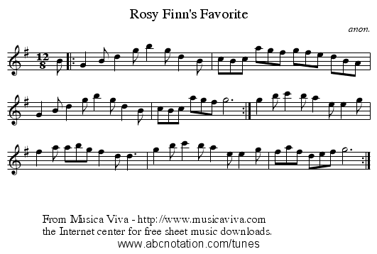 Rosy Finn's Favorite - staff notation