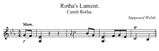 Rotha's Lament. - staff notation