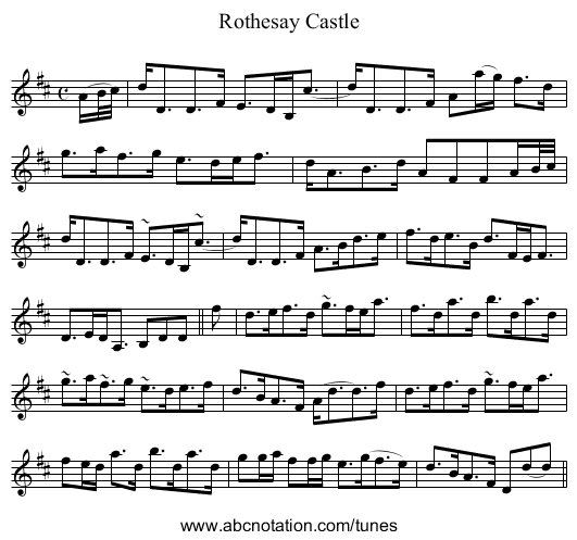 Rothesay Castle - staff notation