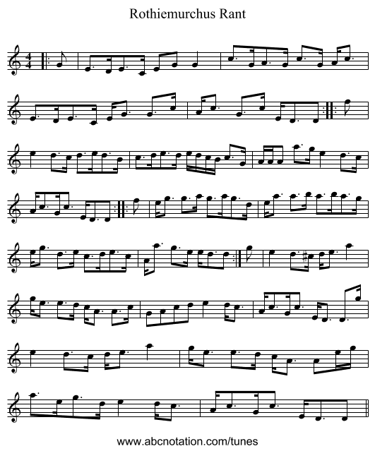 Rothiemurchus Rant - staff notation