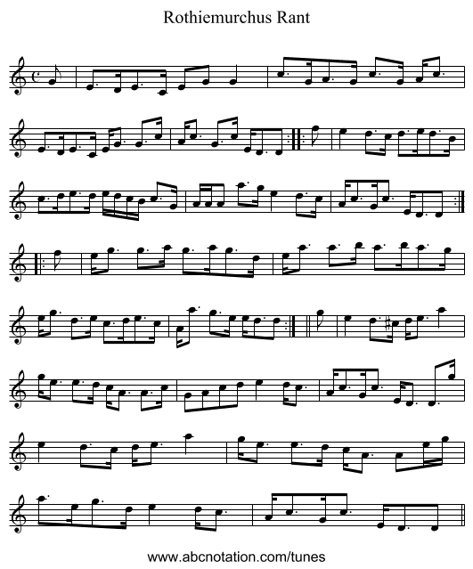 Rothiemurchus Rant - staff notation