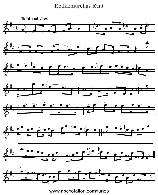 Rothiemurchus Rant - staff notation