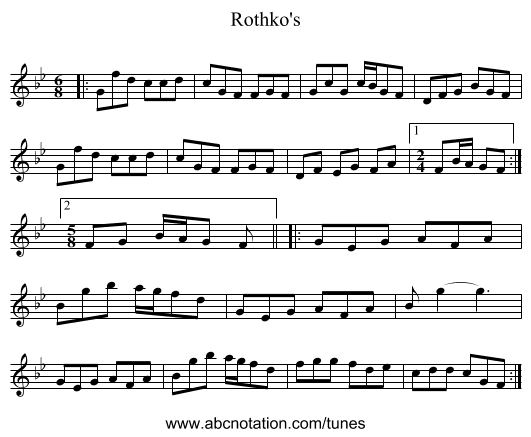 Rothko's - staff notation