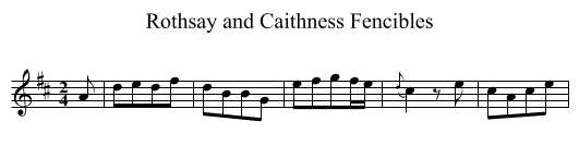 Rothsay and Caithness Fencibles - staff notation