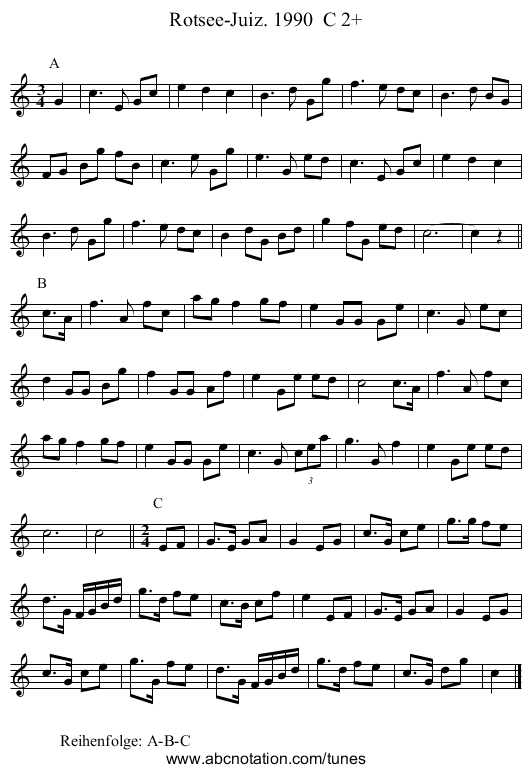 Rotsee-Juiz. 1990  C 2+ - staff notation
